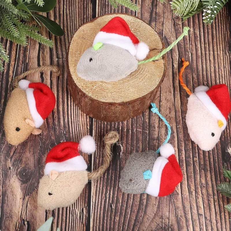 1-5PCS Christmas Hat Mouse Int - огляд і ціна Catnip Interactive Plush Mouse