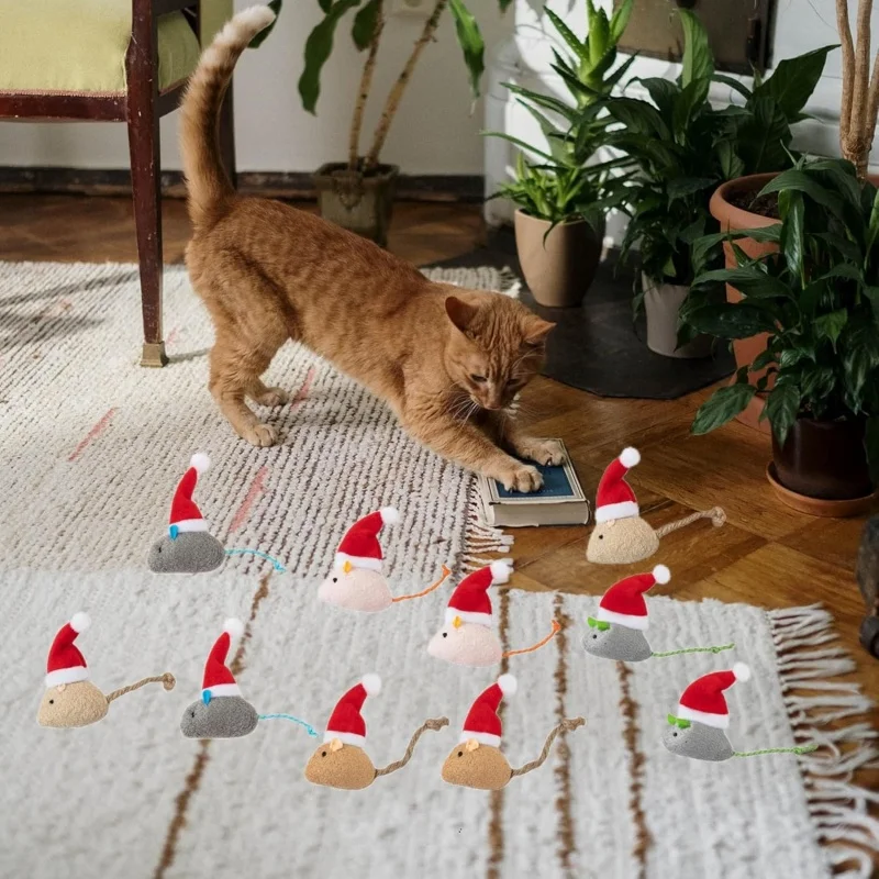 1-5PCS Christmas Hat Mouse Int - огляд і ціна Catnip Interactive Plush Mouse